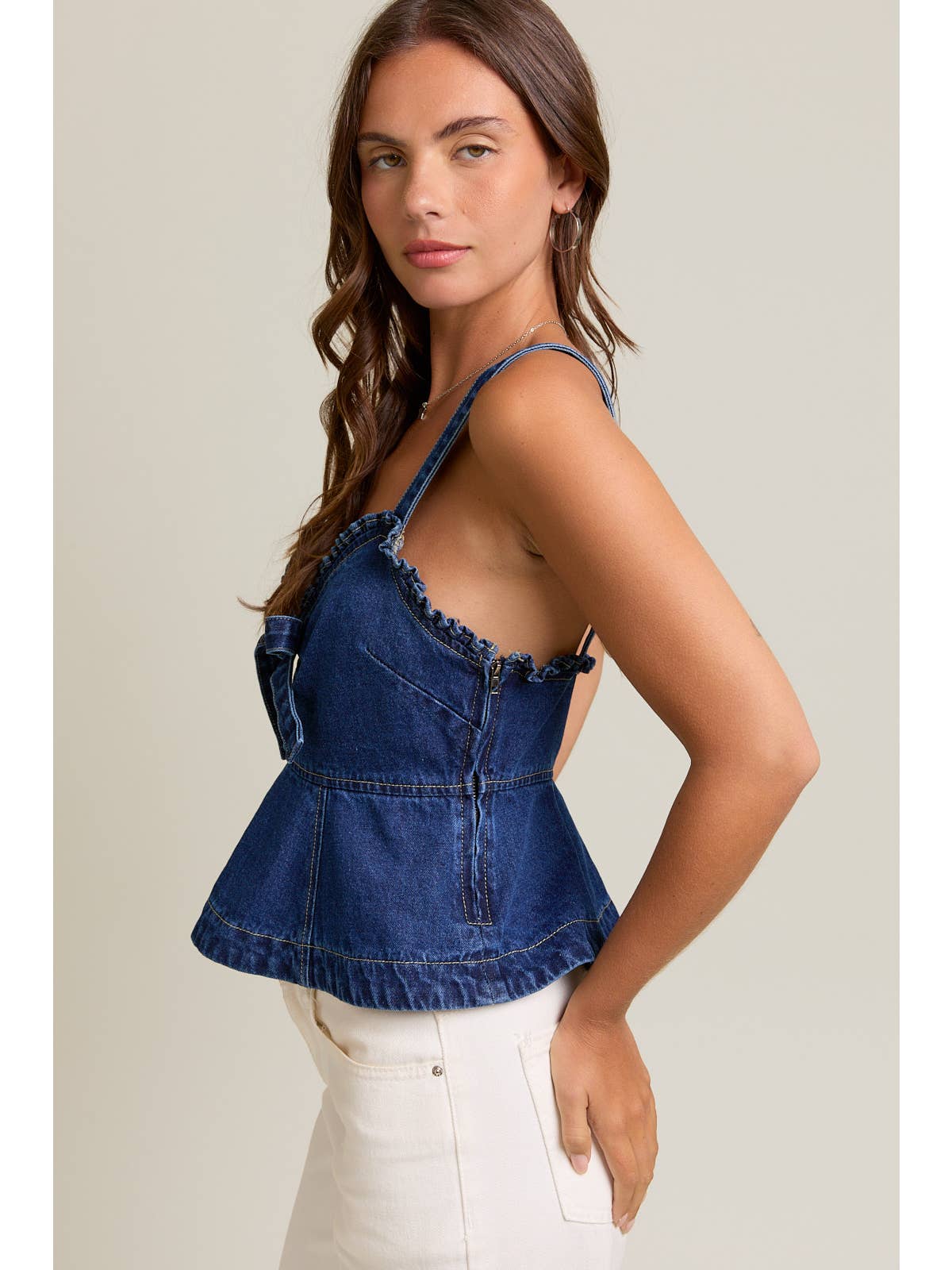 Destiny Denim Bow Top