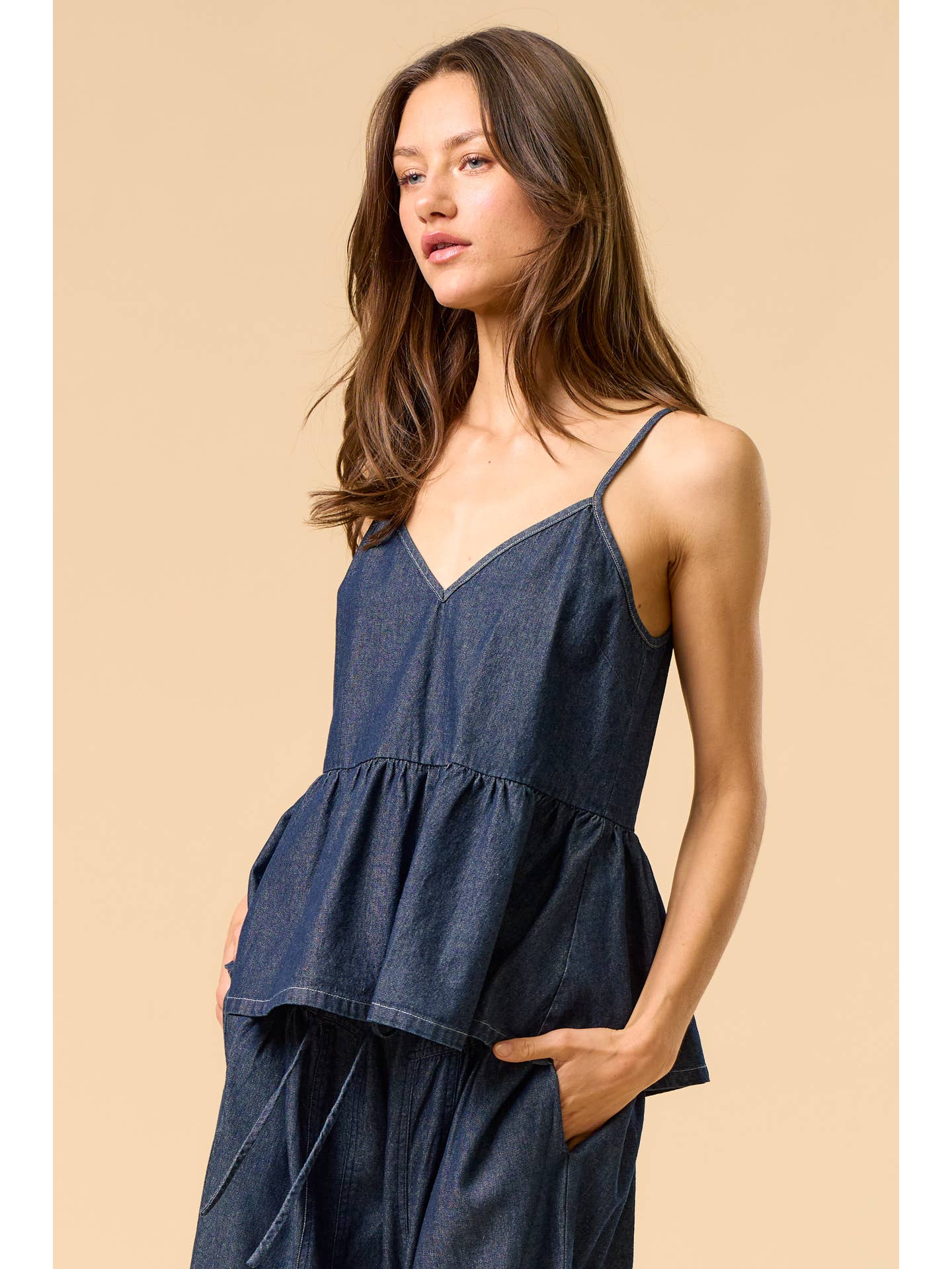 Denim Peplum Tank Top