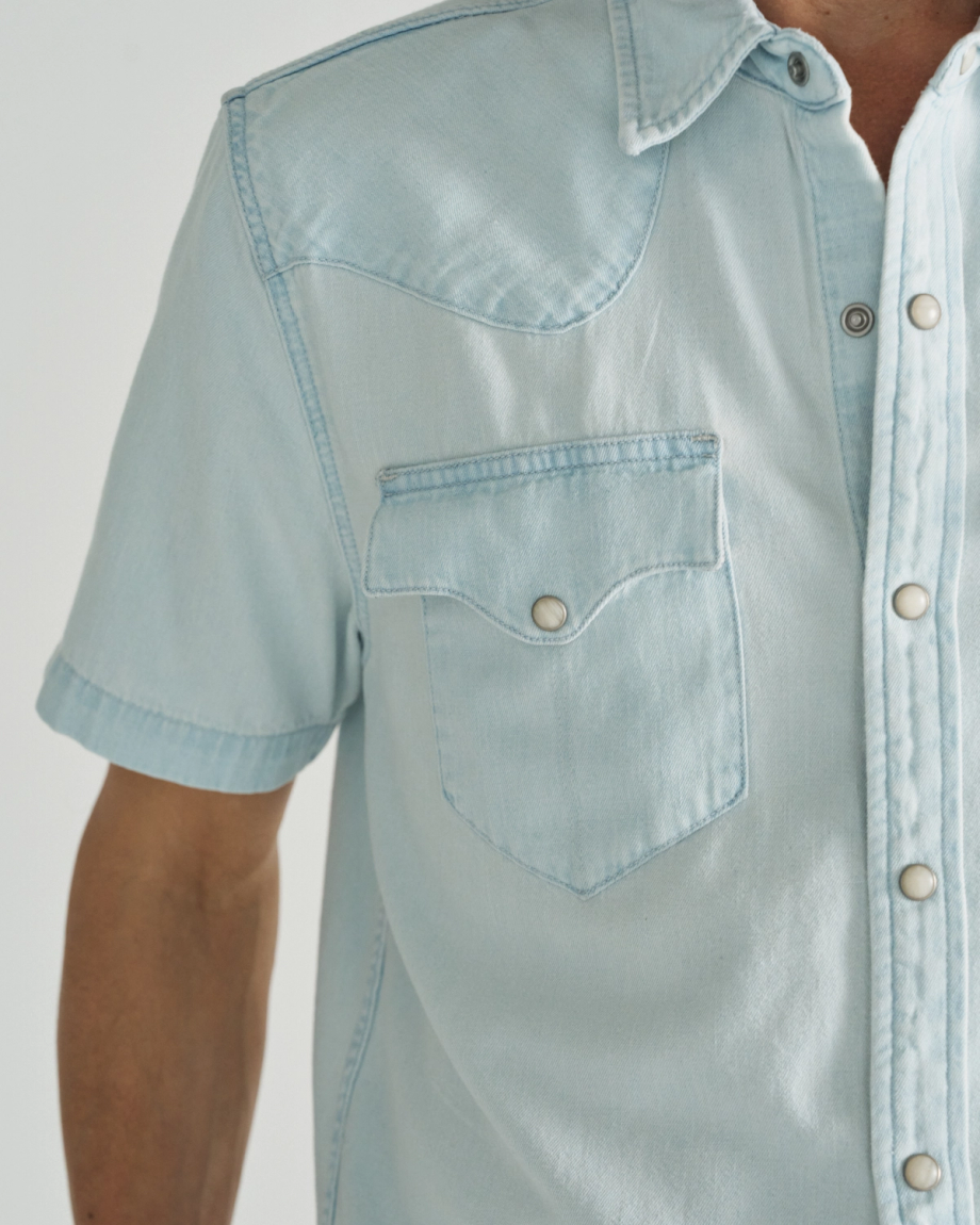 Tecovas Denim Pearl Snap Short Sleeve Ultra Light