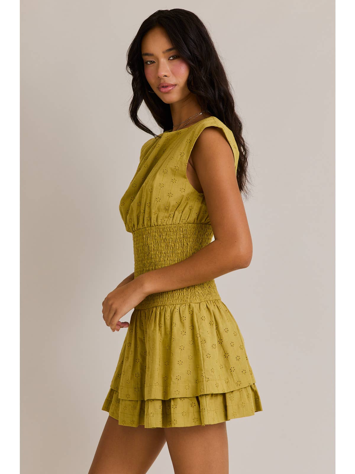Anisa Avocado Mini Dress
