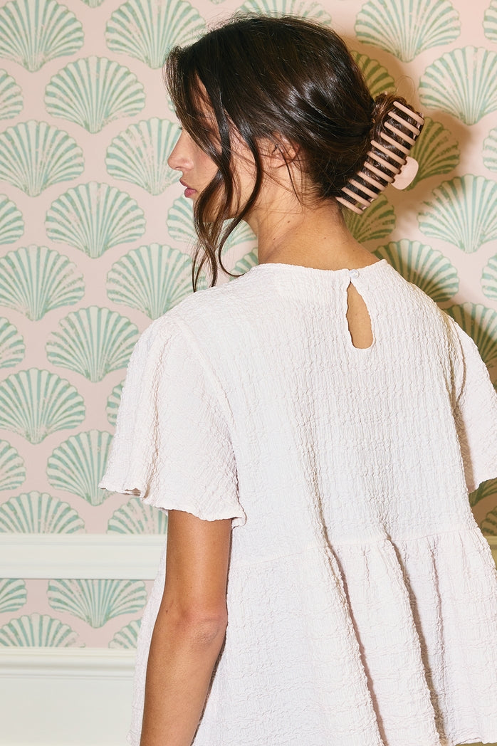 Raelynn Ruffle Cream Babydoll Top