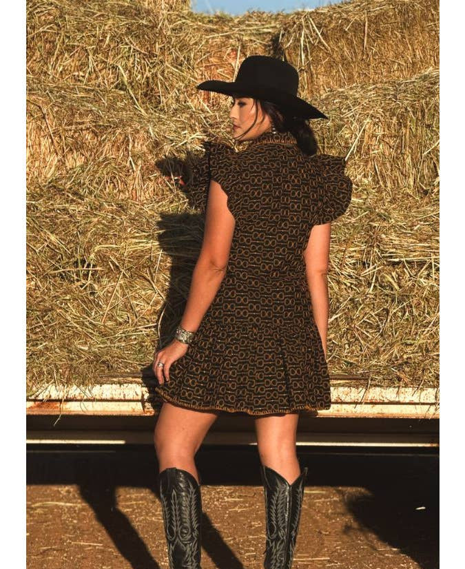 Horse Bit Black Ruffle Dress