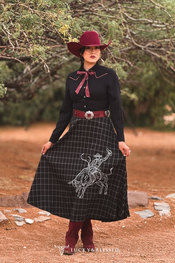 Black Flannel Cowboy Skirt