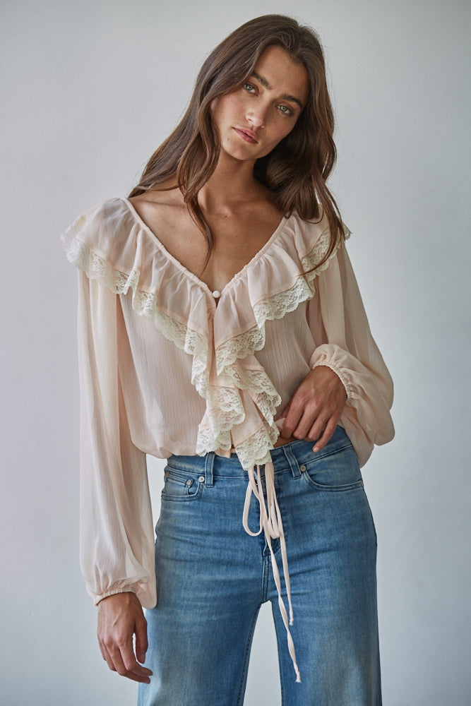 Chiffon Prairie Ruffle Top