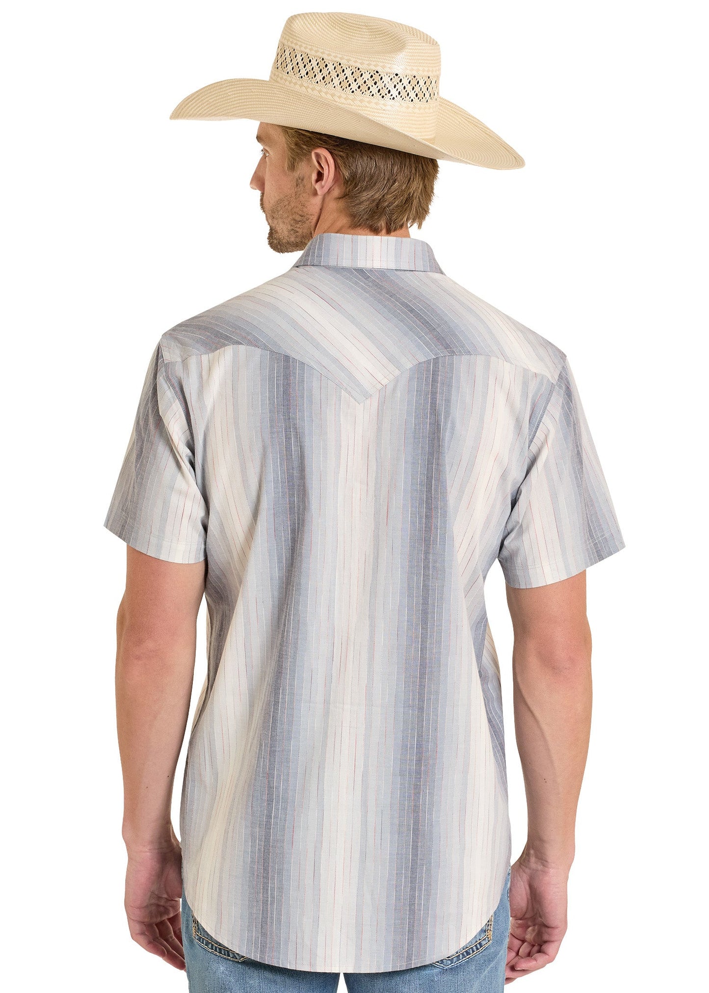 Retro Blue Stripe Men's Snap Up
