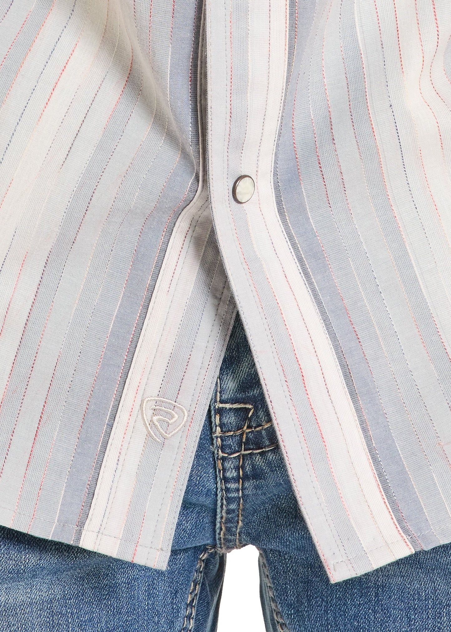 Retro Blue Stripe Men's Snap Up
