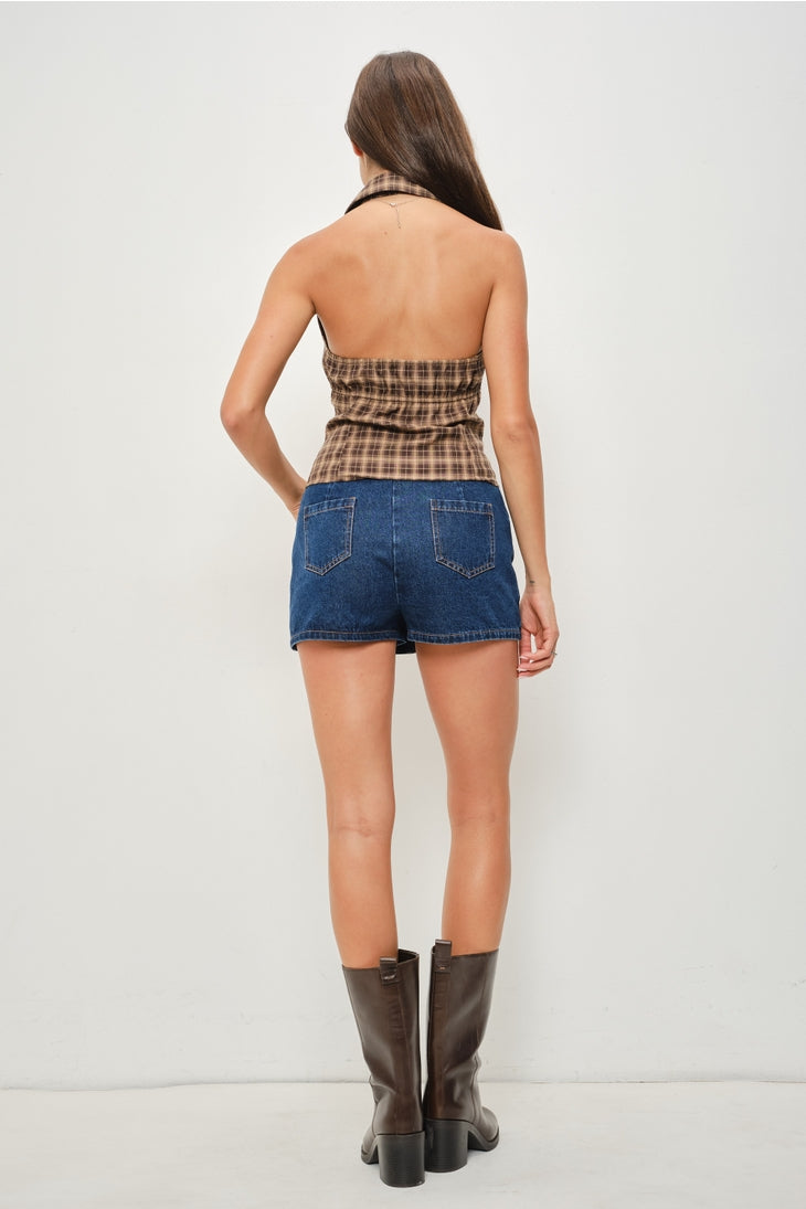 Phil Plaid Halter Top