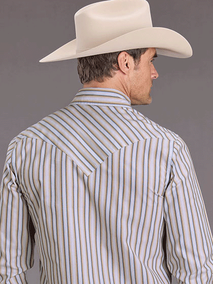 Stetson Men's Ombre Striped Long Sleeve Snap Shirt