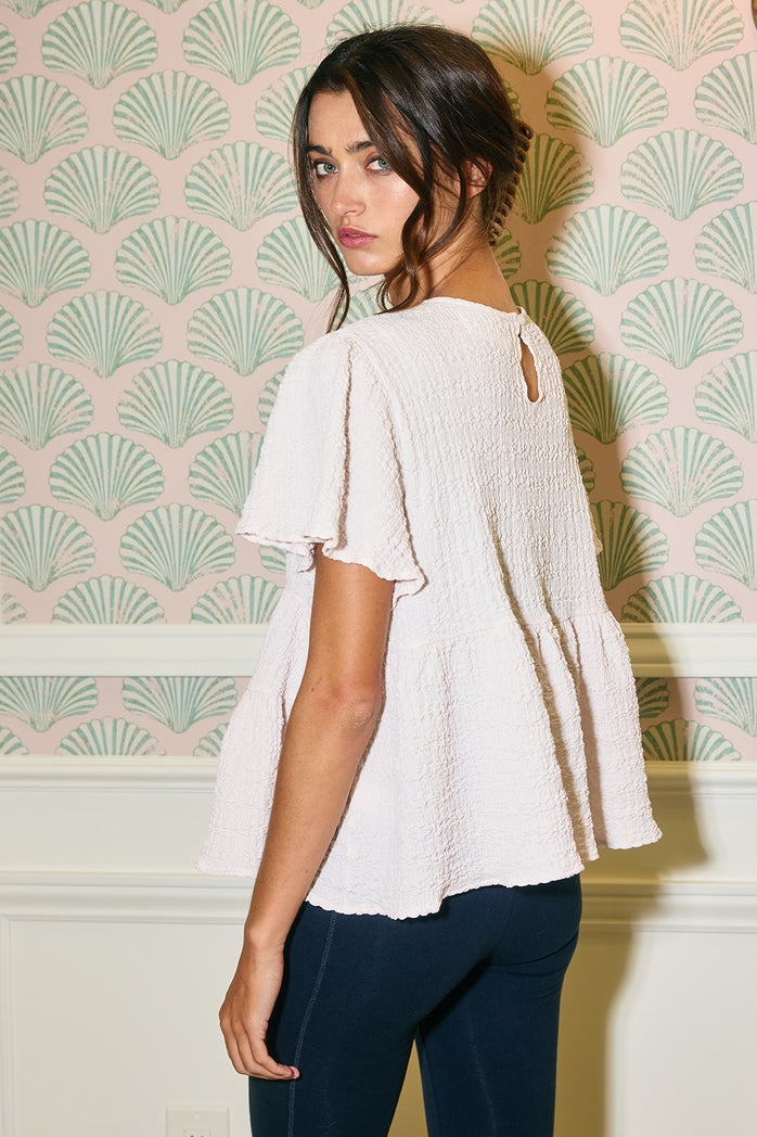 Raelynn Ruffle Cream Babydoll Top