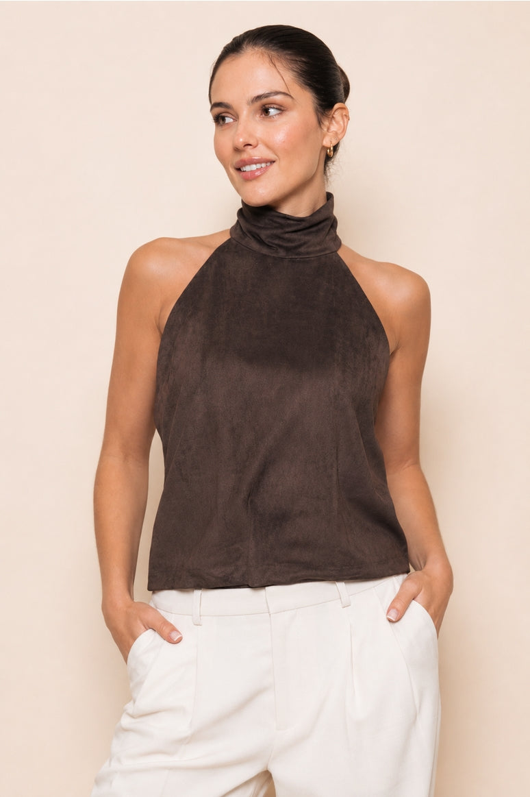 Chocolate Sueded Halter Top