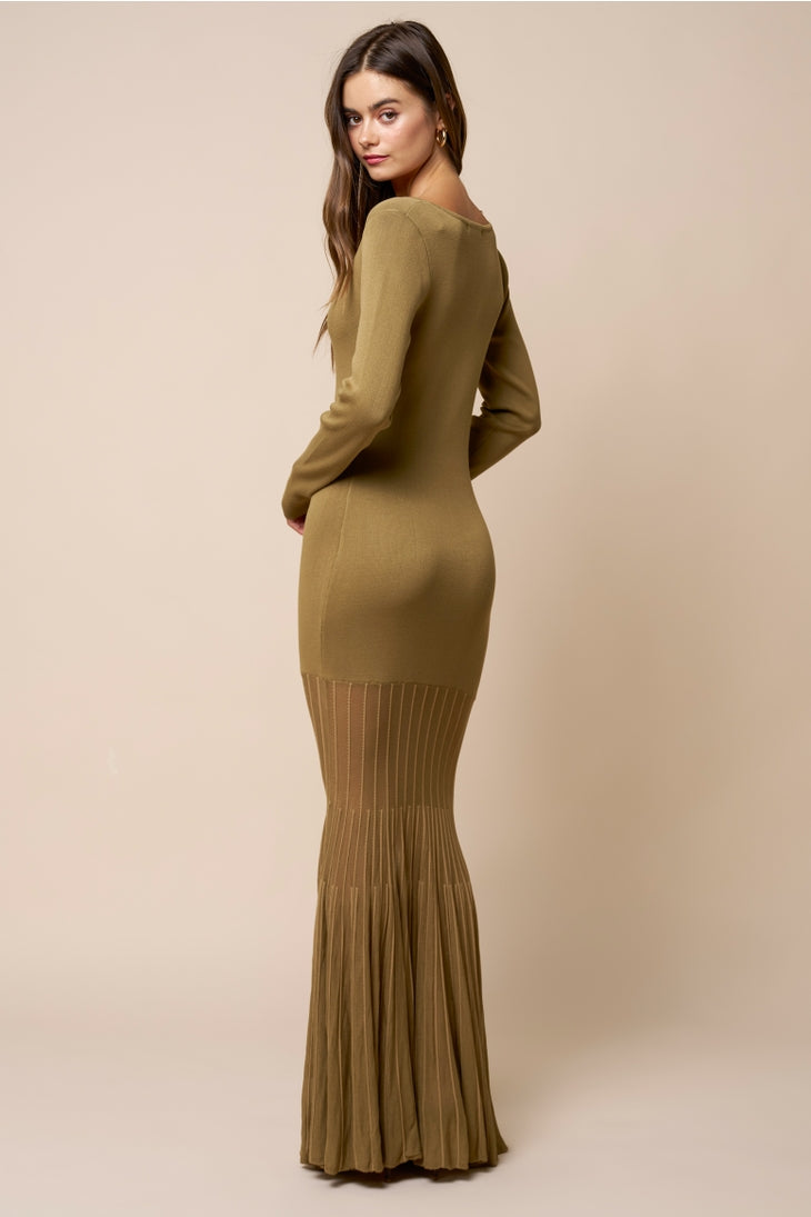 Plunge Olive Maxi Dress