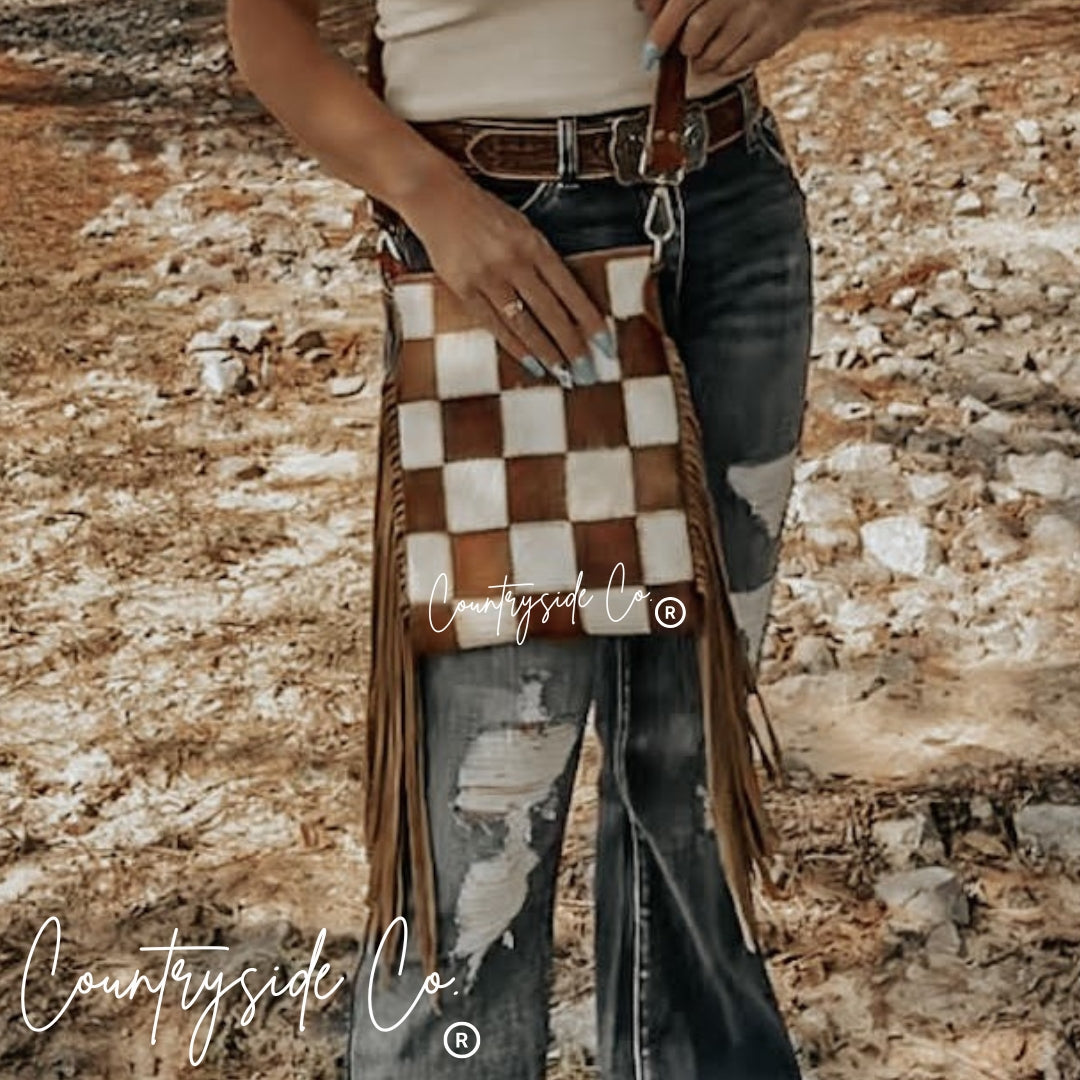 Stockdale Checkered Fringe Purse