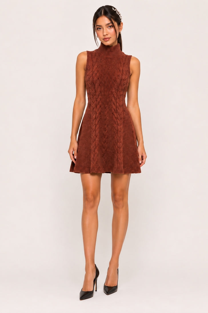 Terracotta Cable Knit Mini Dress