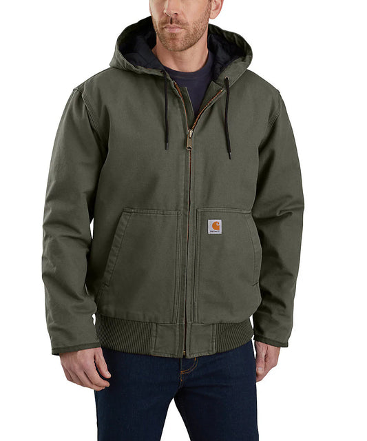 Washed duck insulated active jacket moss