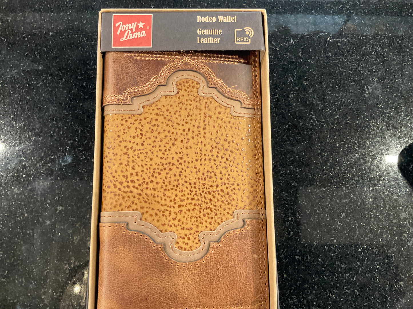 Tony lama spotted leather rodeo wallet