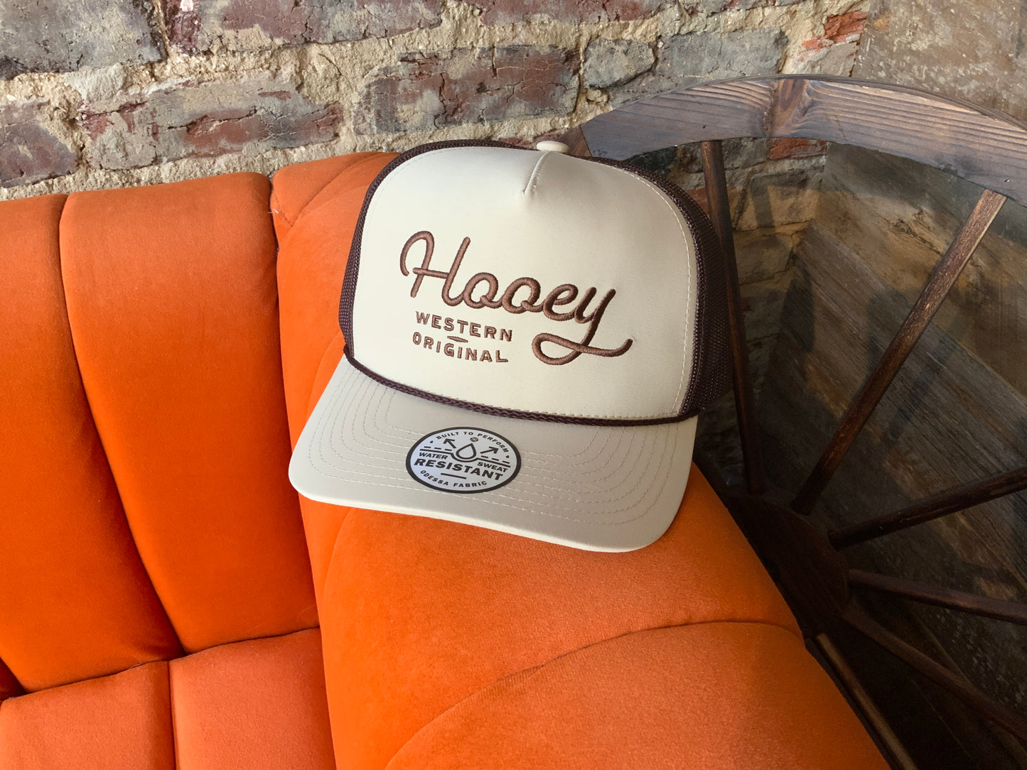 The OG Hooey Hat Tan/Brown 5-Panel With Brown Stitching