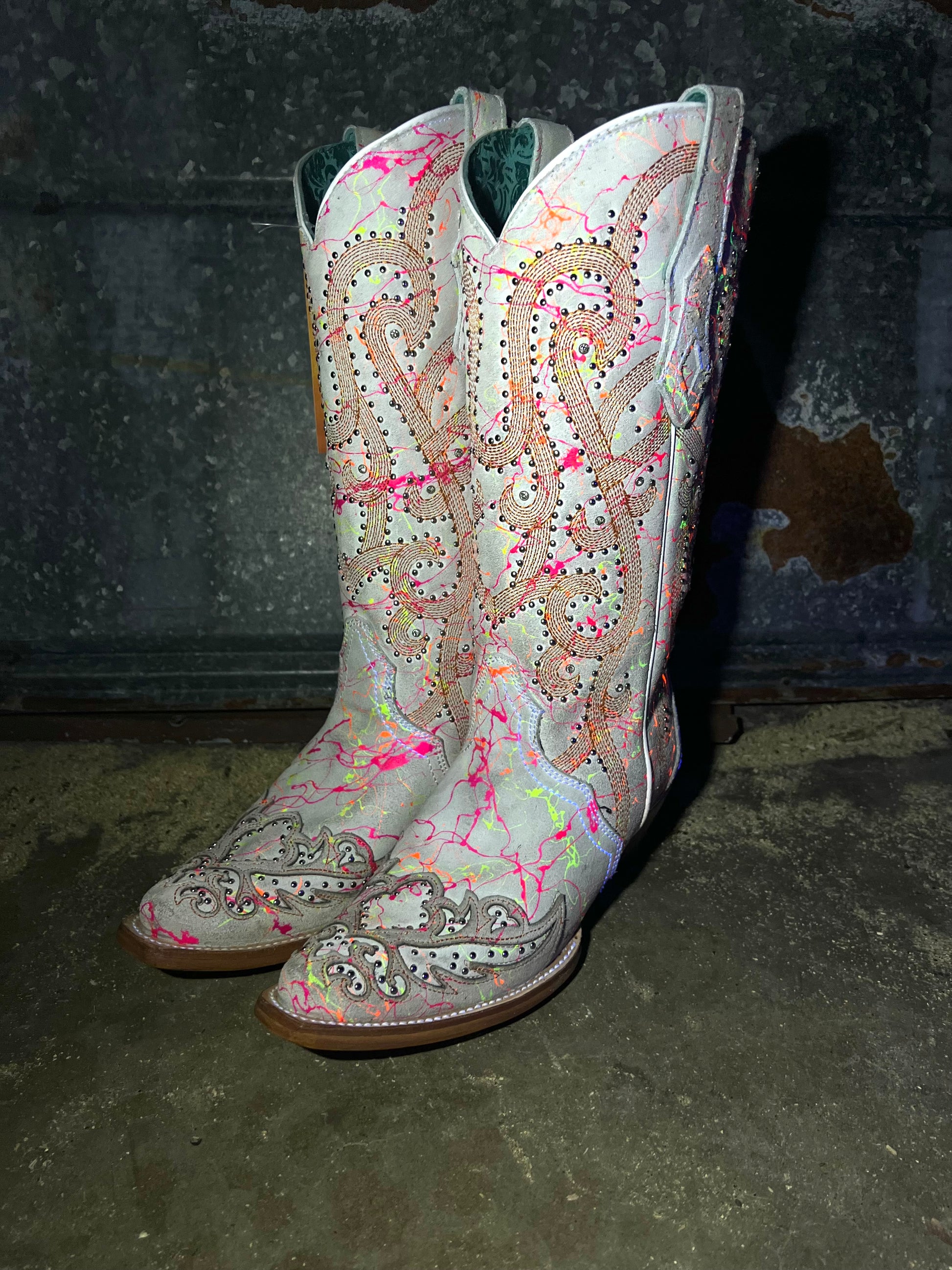 The Blazing Neon Black Light Boots Corral