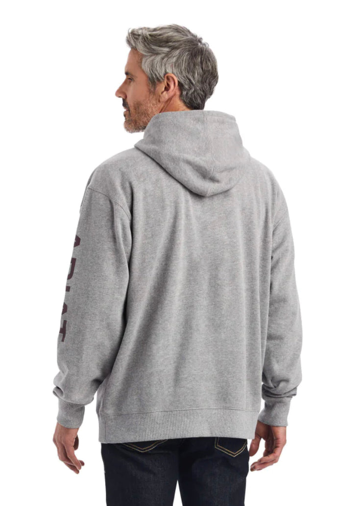 Ariat mens burgundy and gray logo hoodie