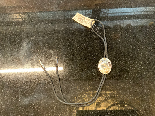 Bolo tie round silver