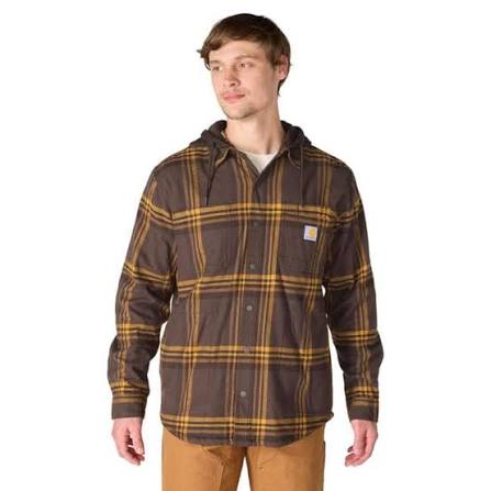 Carhartt Hamilton Relaxed Fit Plaid Shirt Jacket Dark Brown