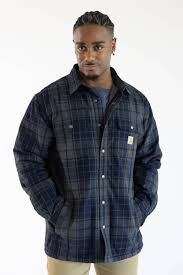 Carhartt Hubbard Plaid Shirt Jacket Navy/Shadow