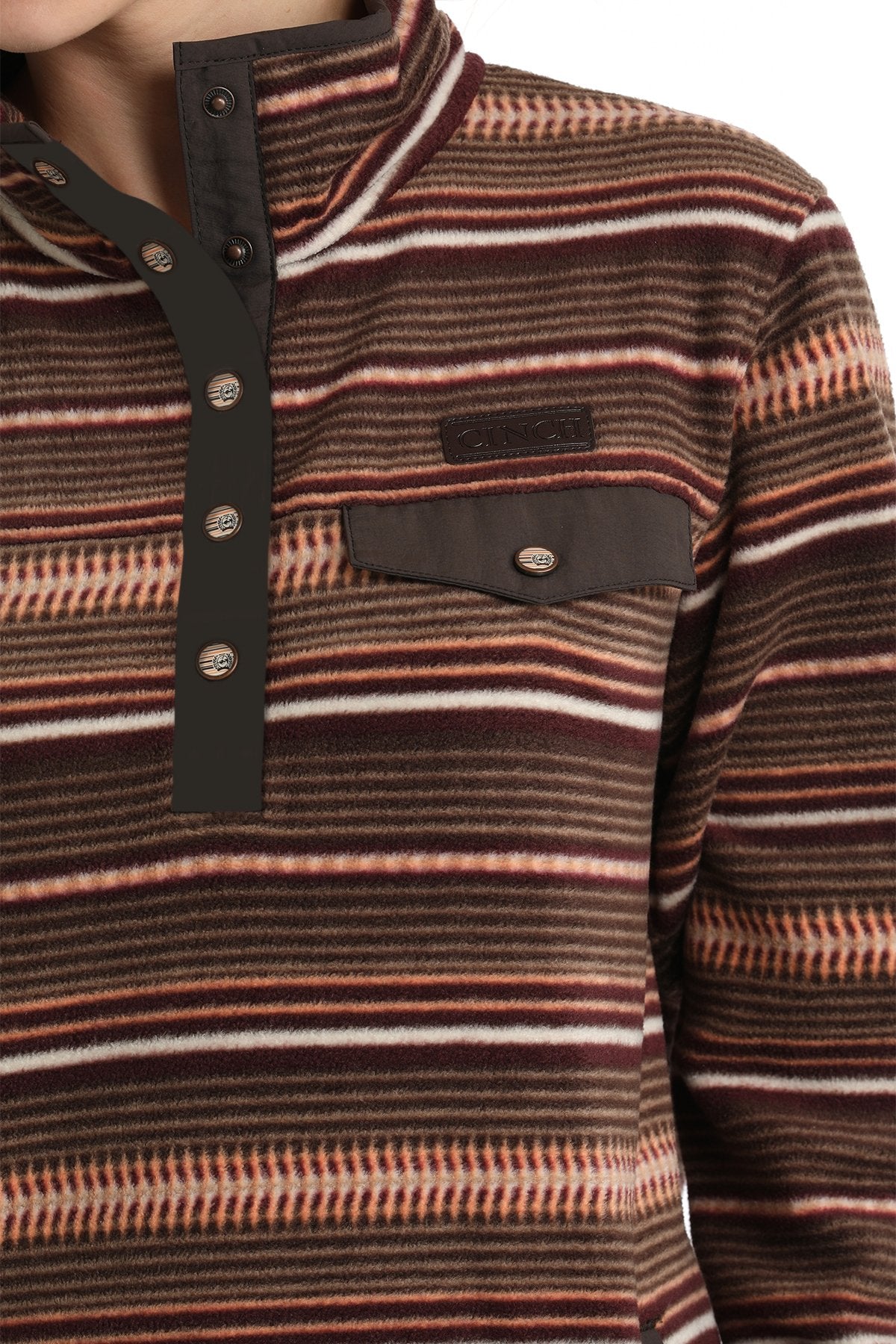 Cinch Cozy Serape Stripe Fleece Pullover