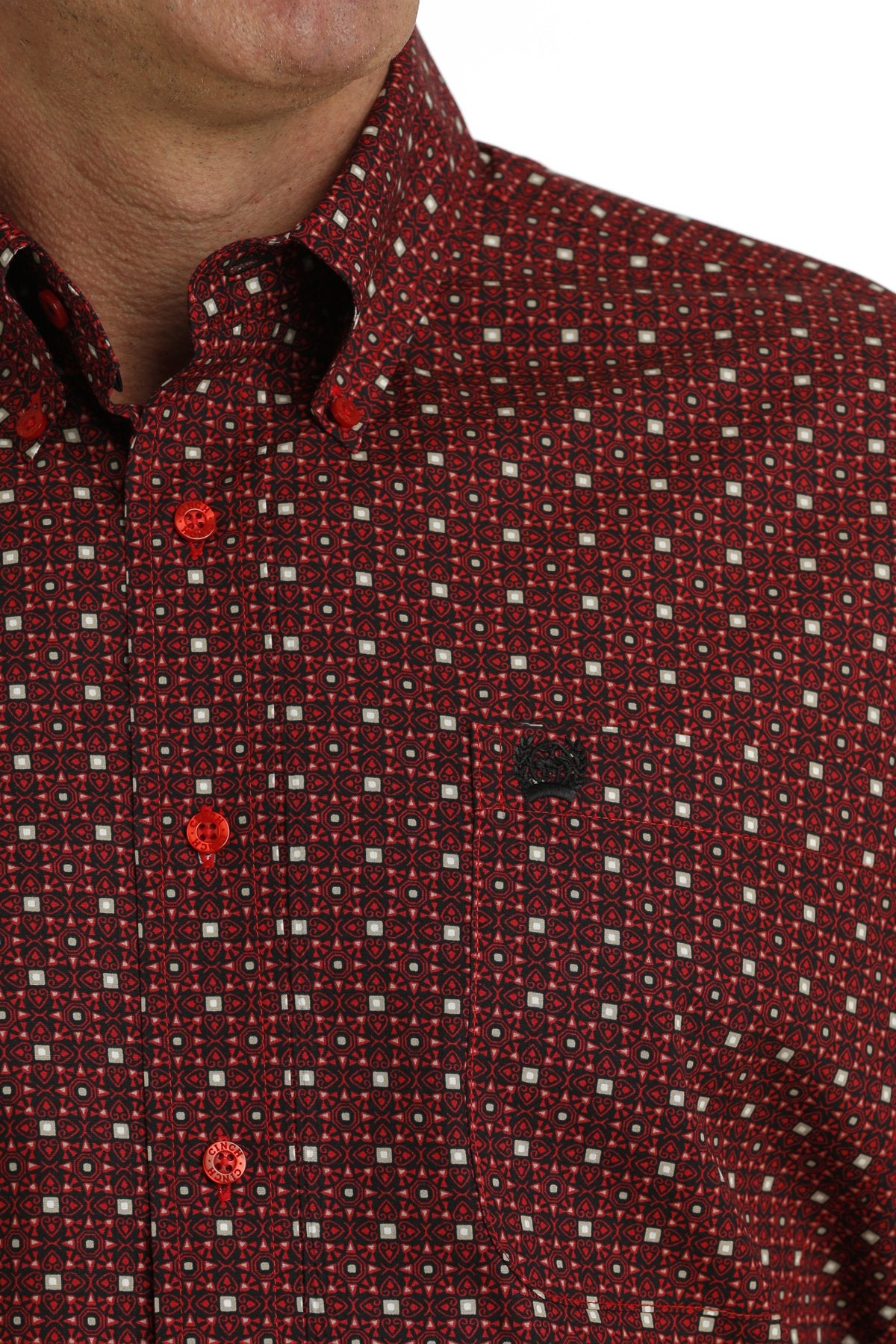 Cinch Red Hearts Men's Button Up Shirt