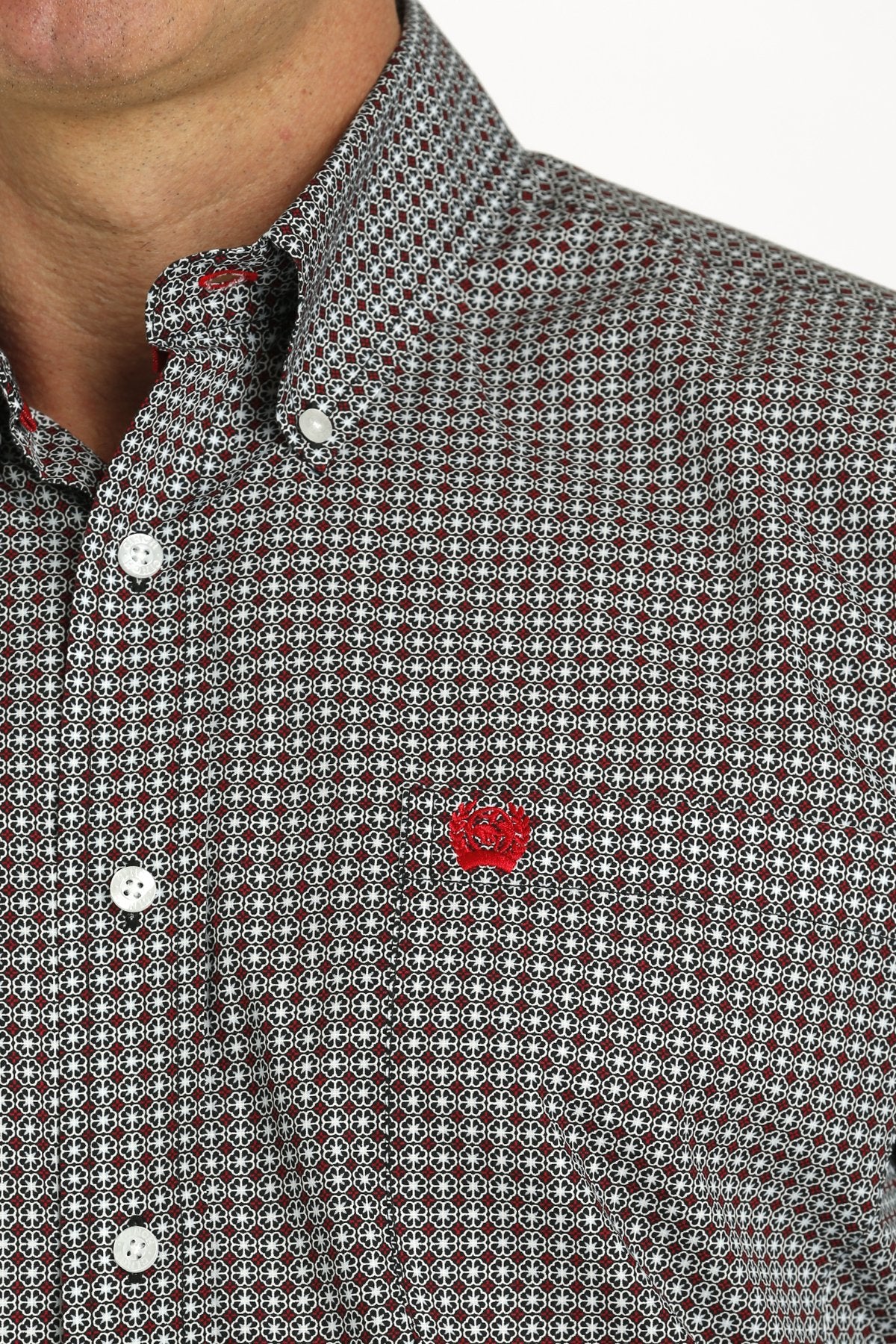 Men's Red/Black Medallion Button-Down