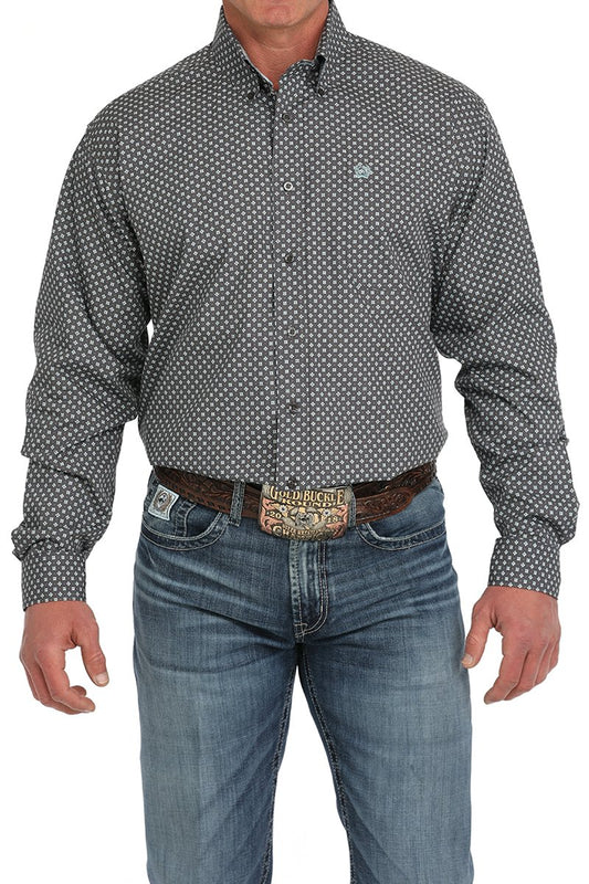 Cinch Gray Geometric Button Up Men's Shirt