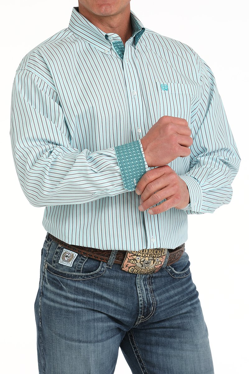Cinch Aqua Grey Button Up Men's Shirt
