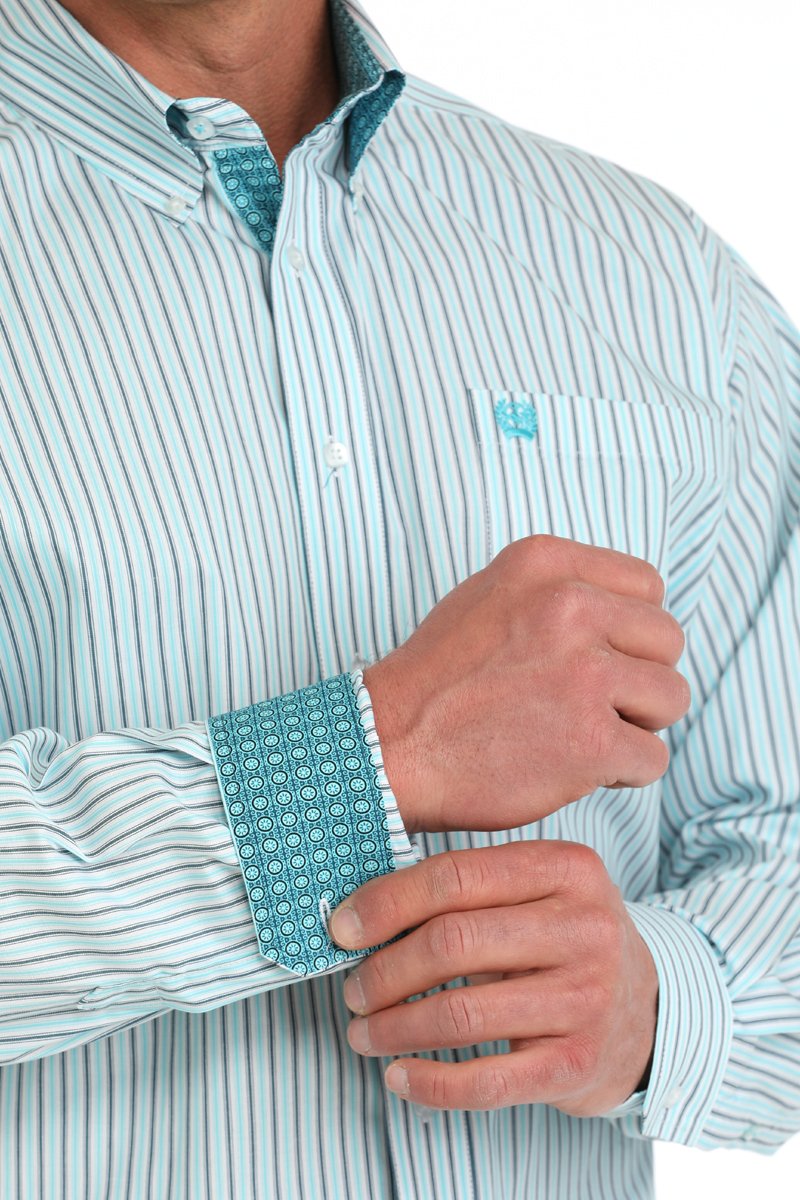 Cinch Aqua Grey Button Up Men's Shirt