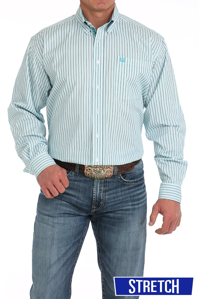 Cinch Aqua Grey Button Up Men's Shirt