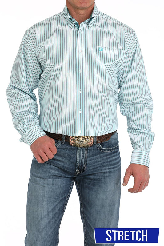 Cinch Aqua Grey Button Up Men's Shirt
