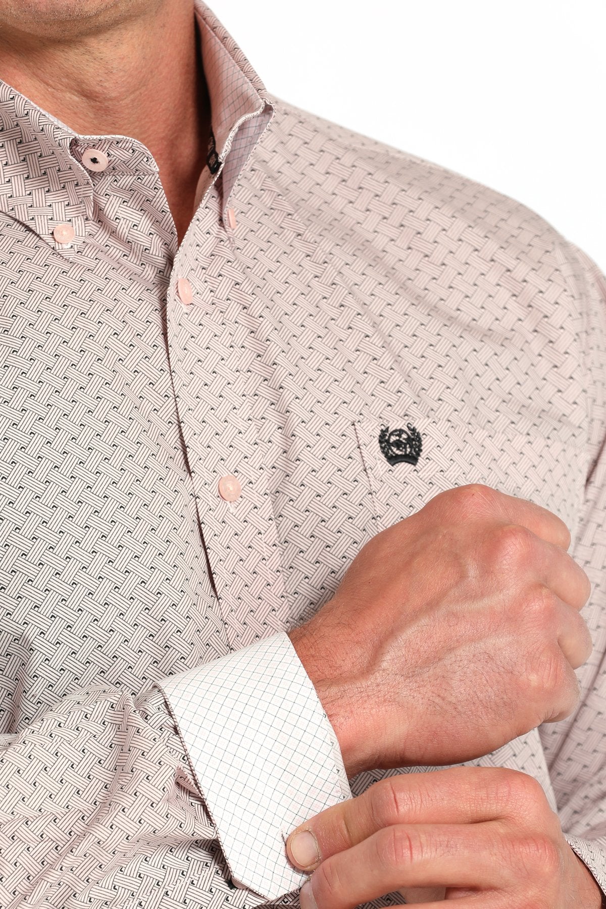 Cinch Pink Weave Button Up Men's Shirt