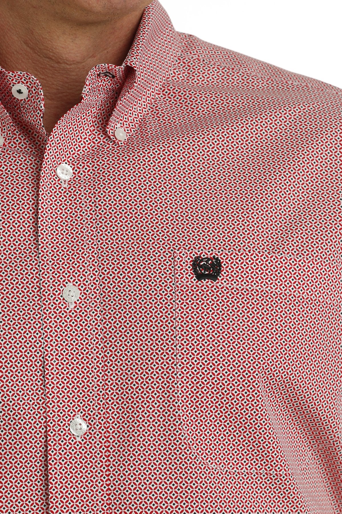 Cinch Geo Red Short Sleeve Men's Button Up Shirt