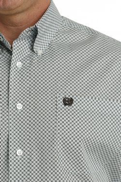 Men's Geometric Print Short Sleeve Button Down - Light Blue/Purple