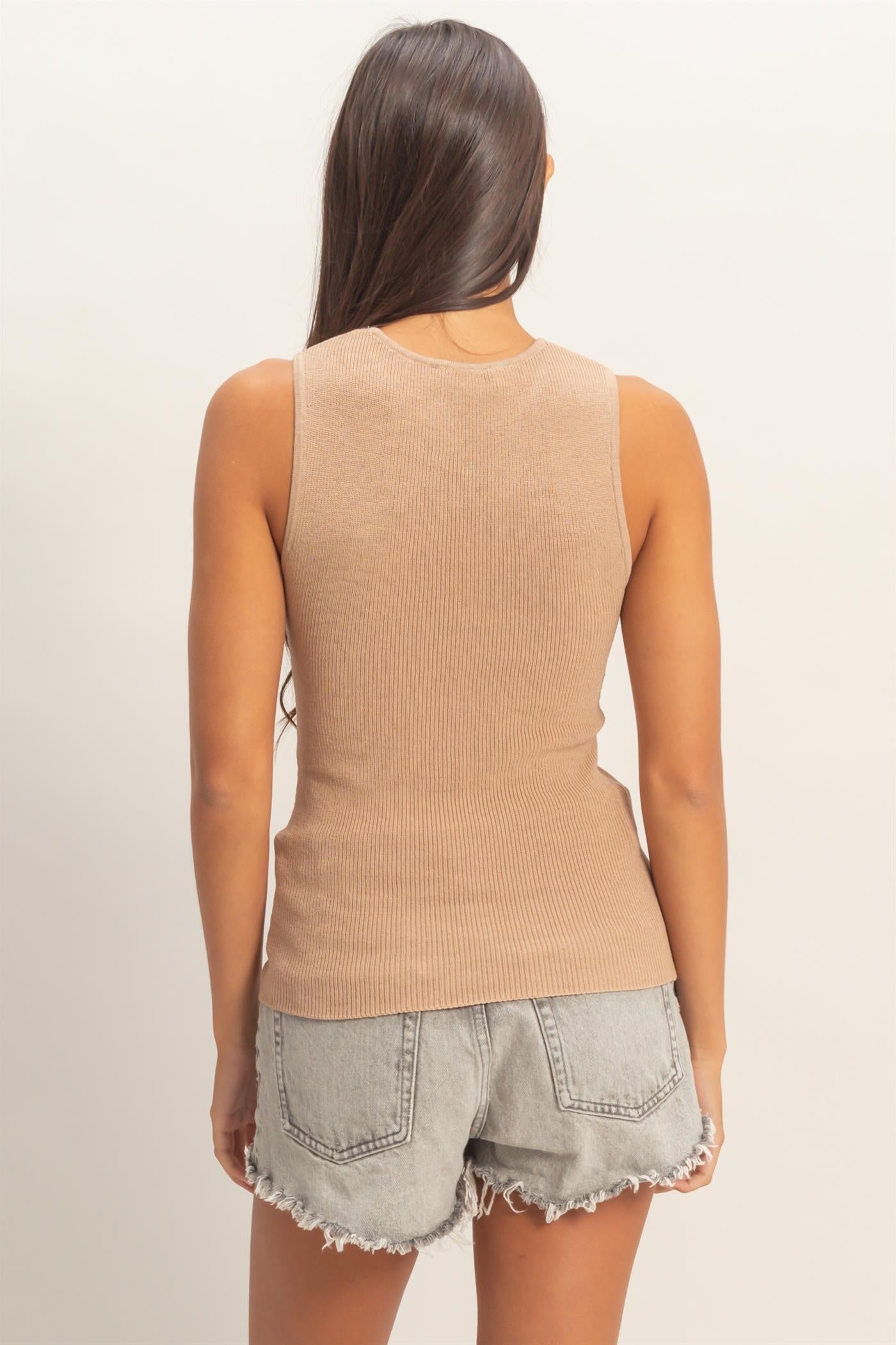 Mocha Ribbed Tank Top