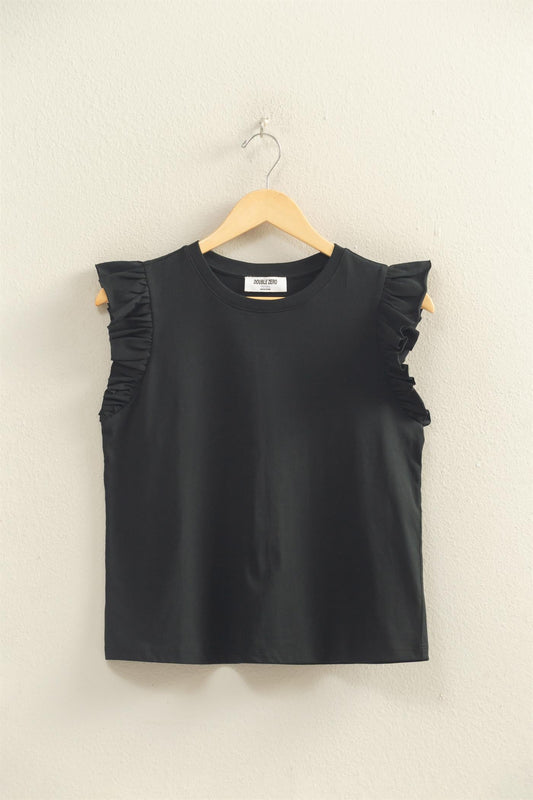 Midnight Ruffle Cap Sleeve Top