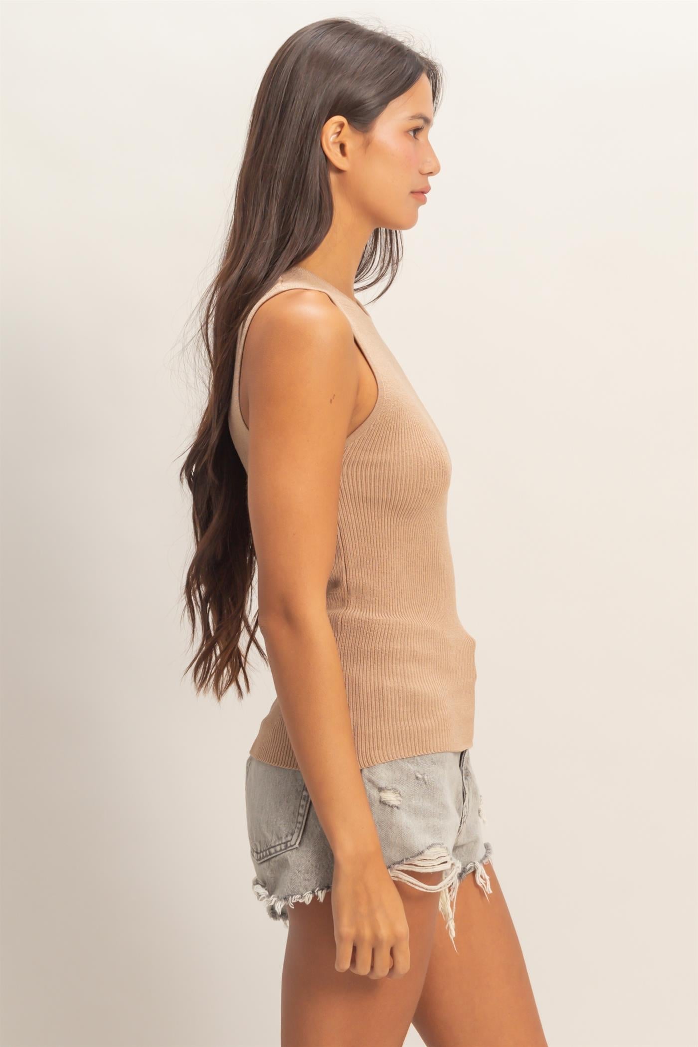 Mocha Ribbed Tank Top