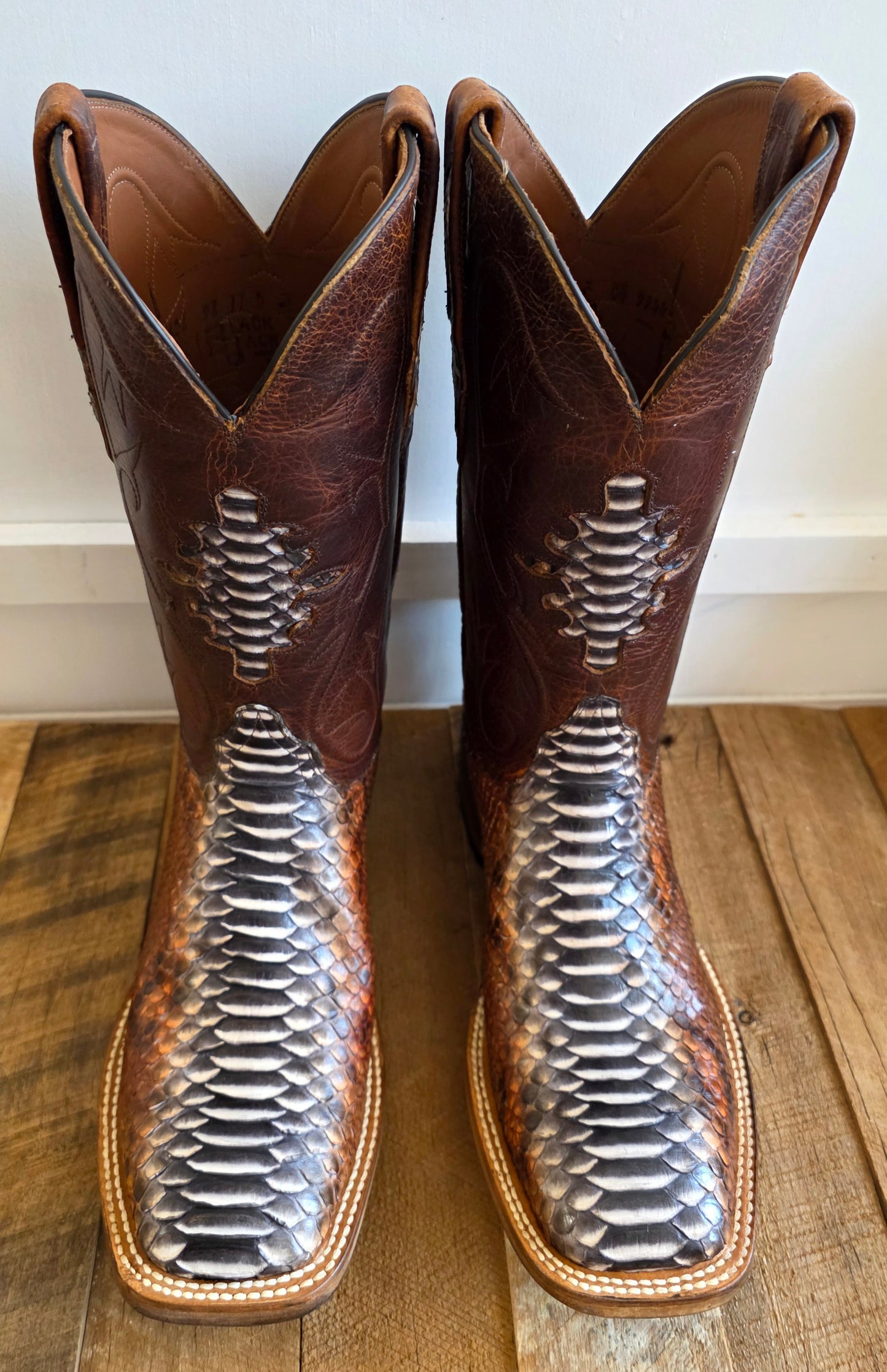 Black Jack Python Cowboy Boots - Rust Dyed Triad