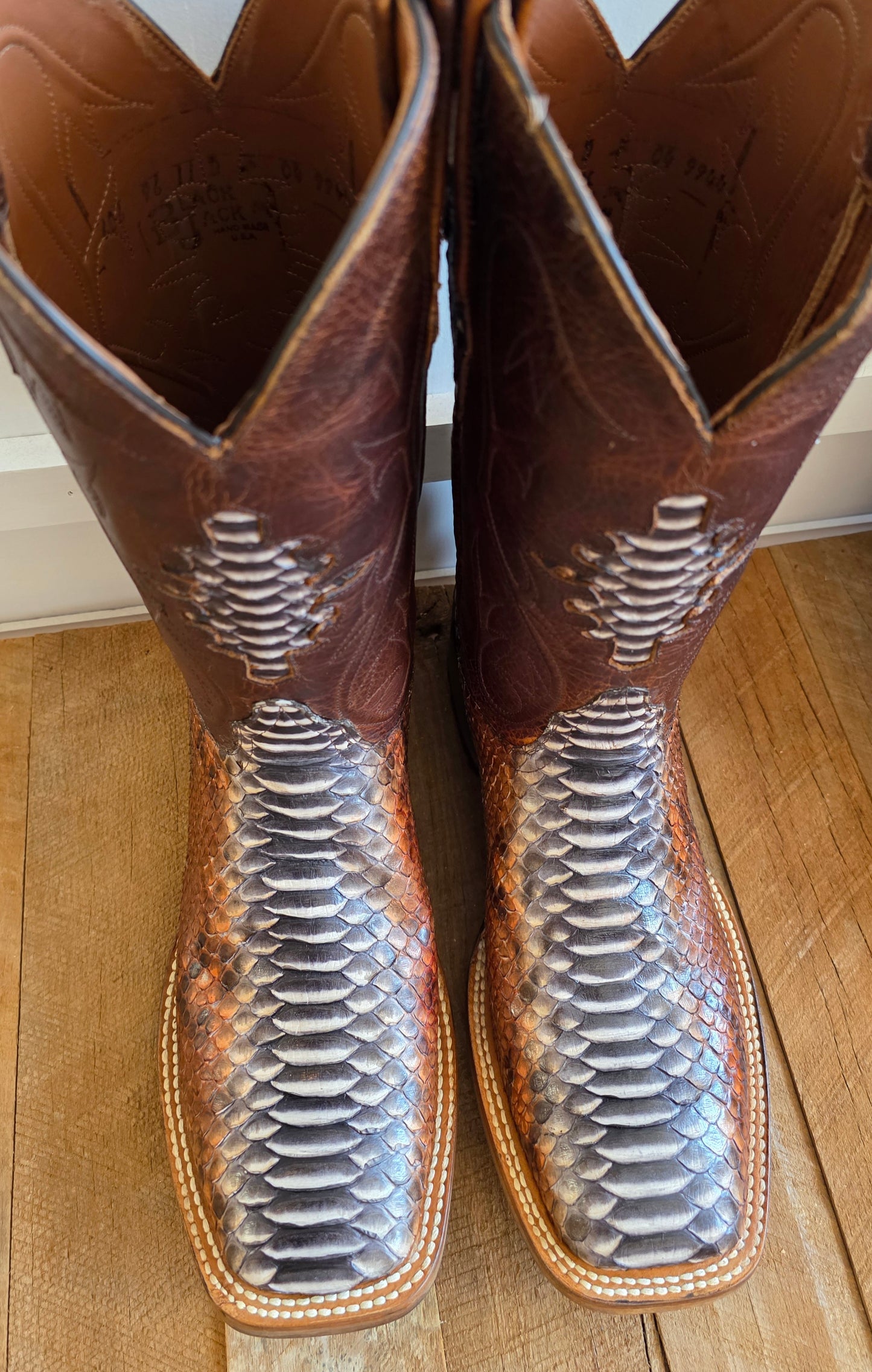 Black Jack Python Cowboy Boots - Rust Dyed Triad