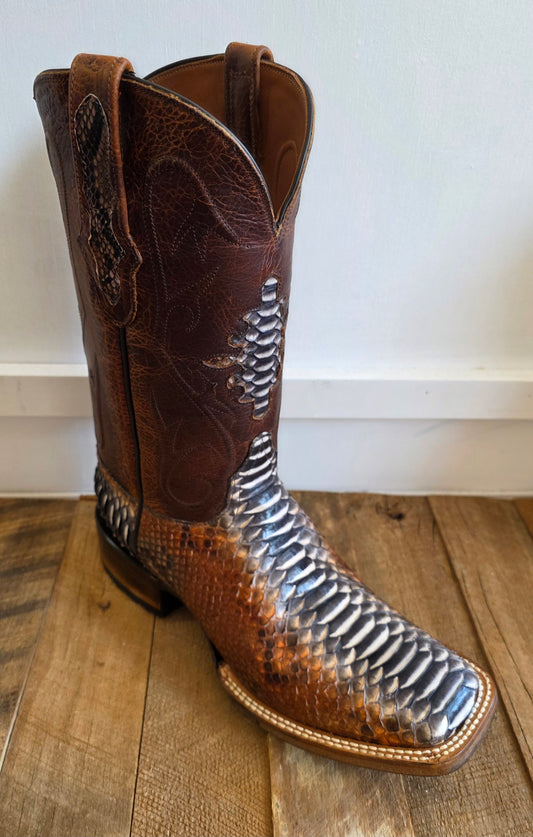 Black Jack Python Cowboy Boots - Rust Dyed Triad
