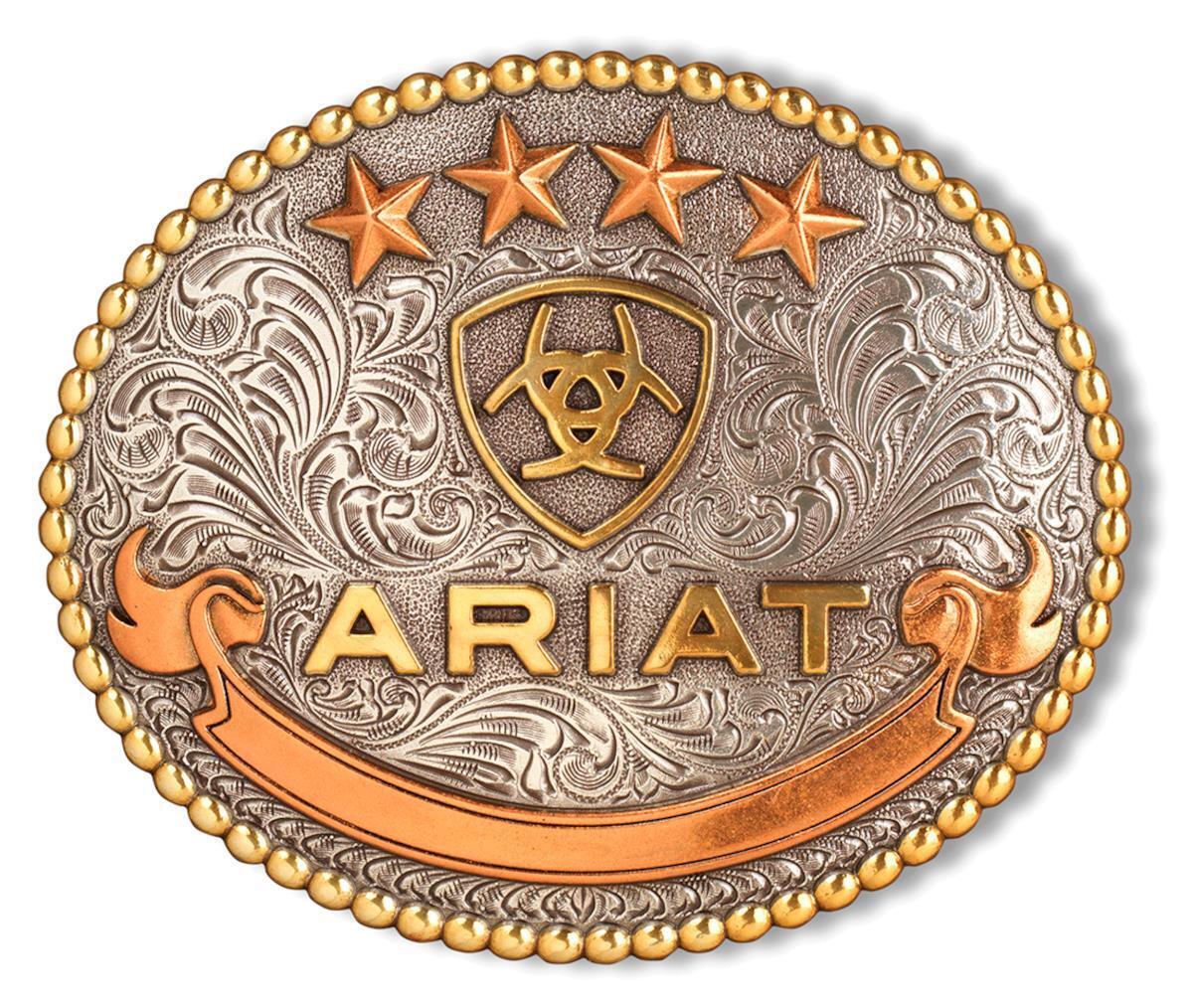 Ariat Oval Stars Logo Silver Belt Buckle
