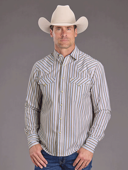 Stetson Men's Ombre Striped Long Sleeve Snap Shirt