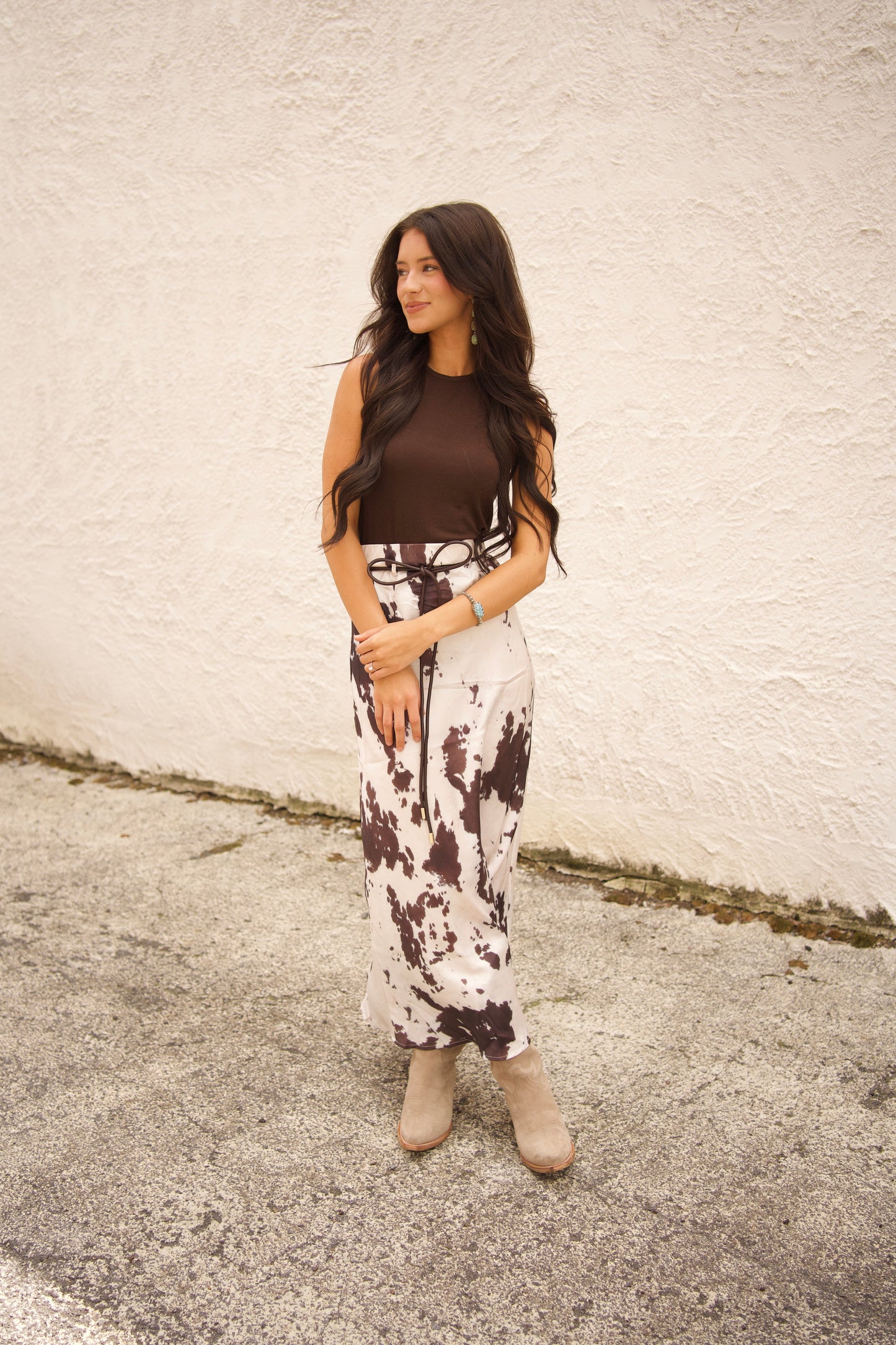 Cowhide Satin Midi Skirt