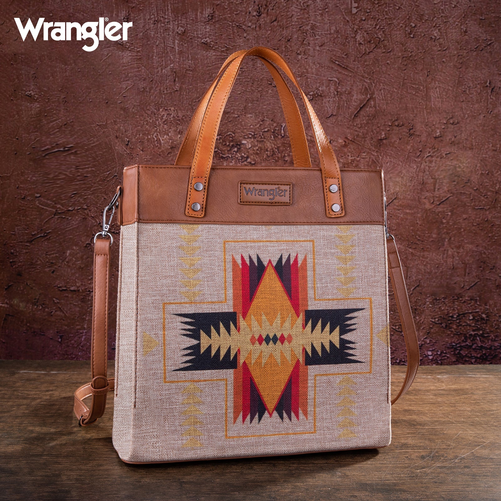 Sale Wrangler Aztec Art Print Canvas Tote/Crossbody – Wiseman’s Western