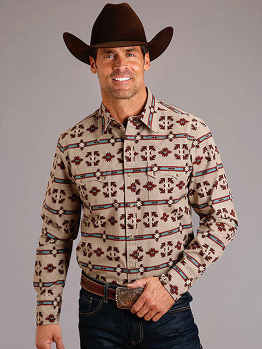Stetson Gaucho Aztec Brown Snap Men's Western Shirt