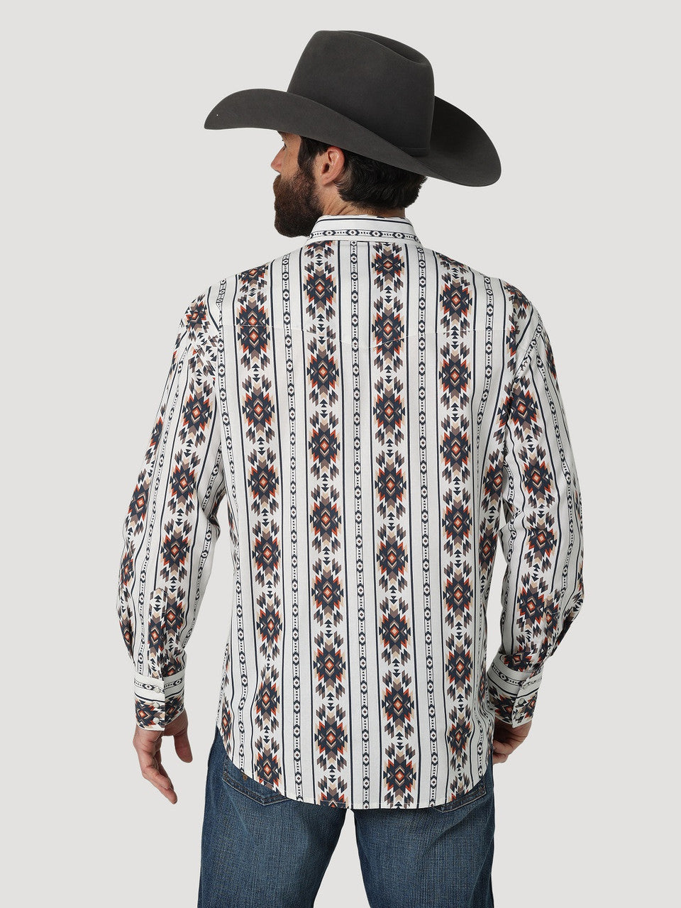 Wrangler Checotah White Aztec Snap Men's Western Shirt
