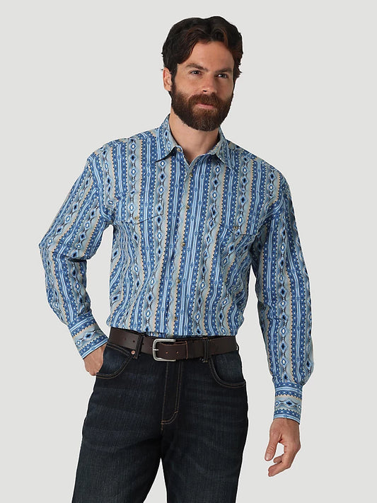Final Sale ✨Checotah Bay Blue Wrangler Snap Men's Western Shirt