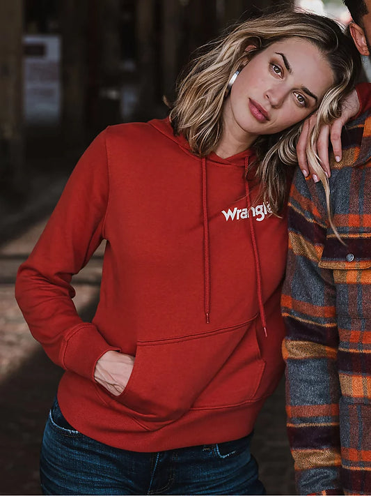 Final Sale ✨ Washed Red Wrangler Retro Logo Women's Hoodie